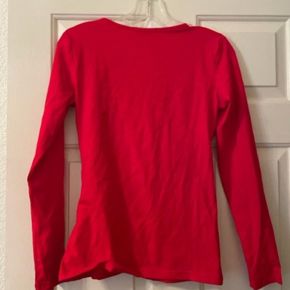 MangoPop Red Women's Cross Wrap Plunge Long Sleeve Top Size SMALL NWTs - Picture 5 of 7